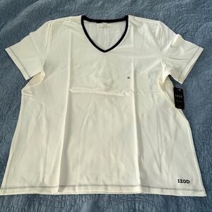 NWT Women’s XL Izod White V-Neck Tee with Black Trim